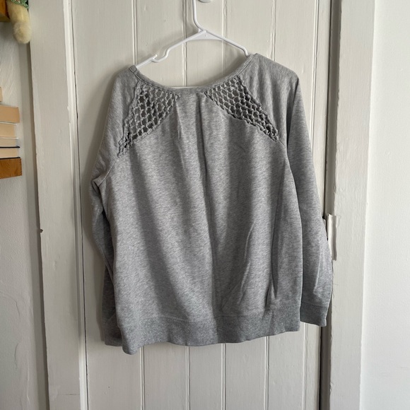 American Eagle Gray Crewneck with Fringe Detail - Picture 3 of 3